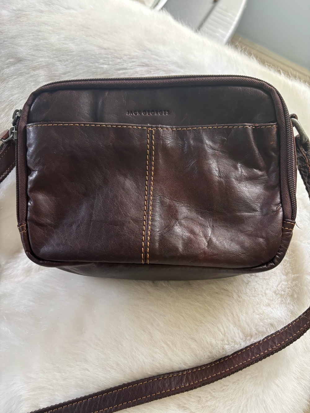 Jack Georges Brown Leather Messenger Crossbody